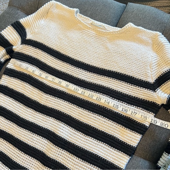Everlane The Organic Cotton Open-Stitch Crew neck striped pullover sweater, sz L - Picture 3 of 13